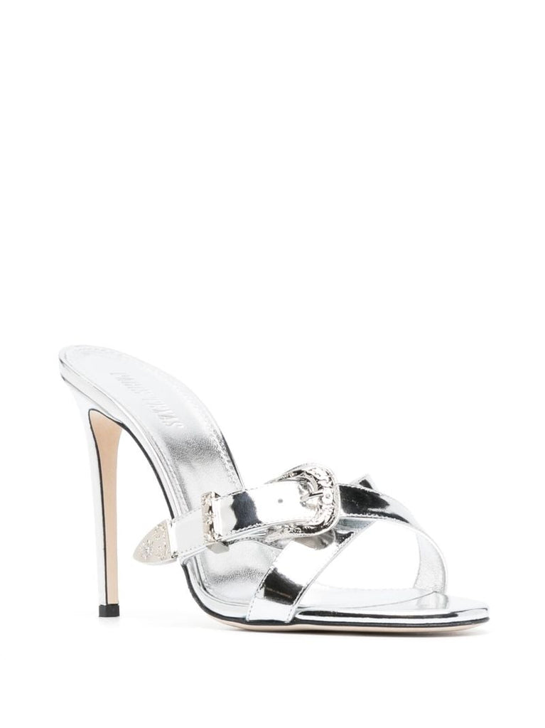 Silver-tone Regina 105 Western-style Leather Sandals