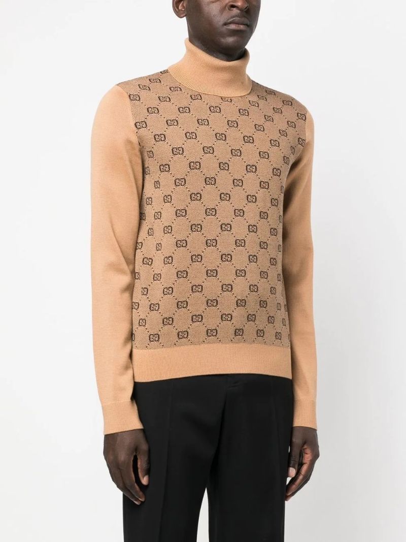 Brown Gg Jacquard Wool Sweater