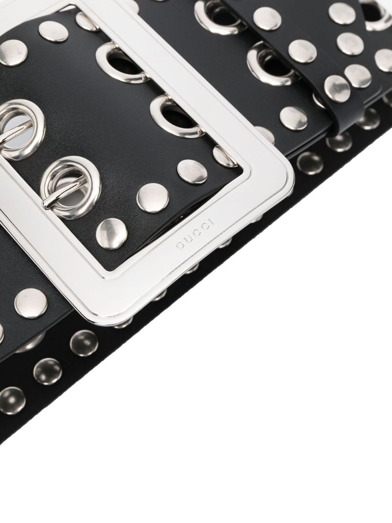 Black Studded Double-pin Leather Belt