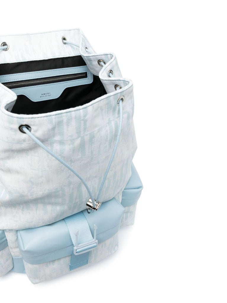 Blue Logo Print Backpack