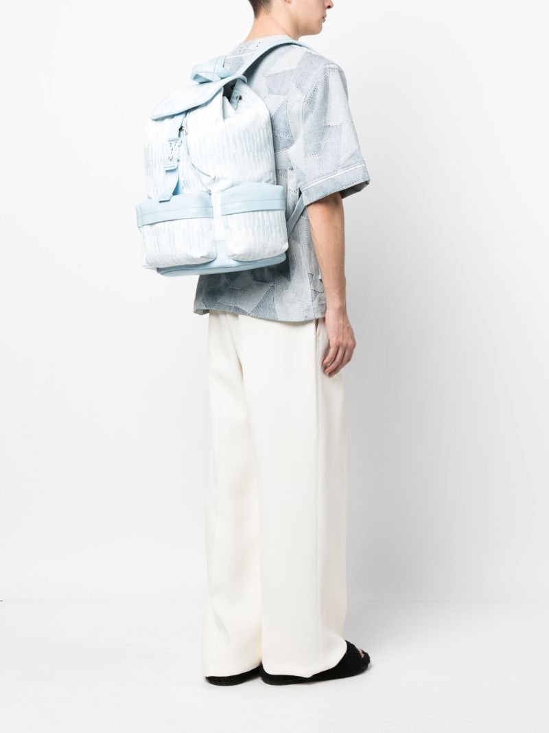 Blue Logo Print Backpack