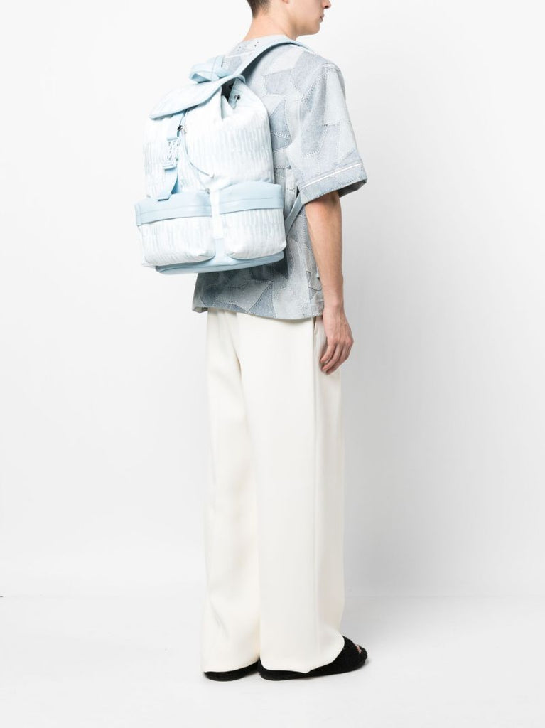 Blue Logo Print Backpack