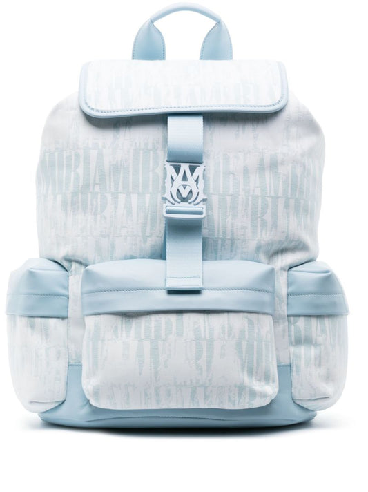 Blue Logo Print Backpack