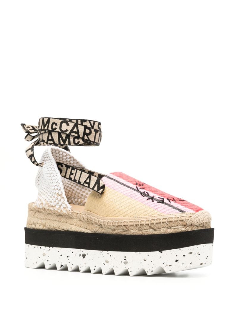 Beige Raffia and Canvas Platform Espadrilles