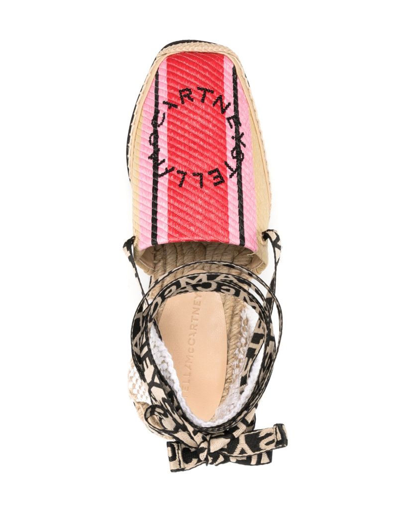 Beige Raffia and Canvas Platform Espadrilles