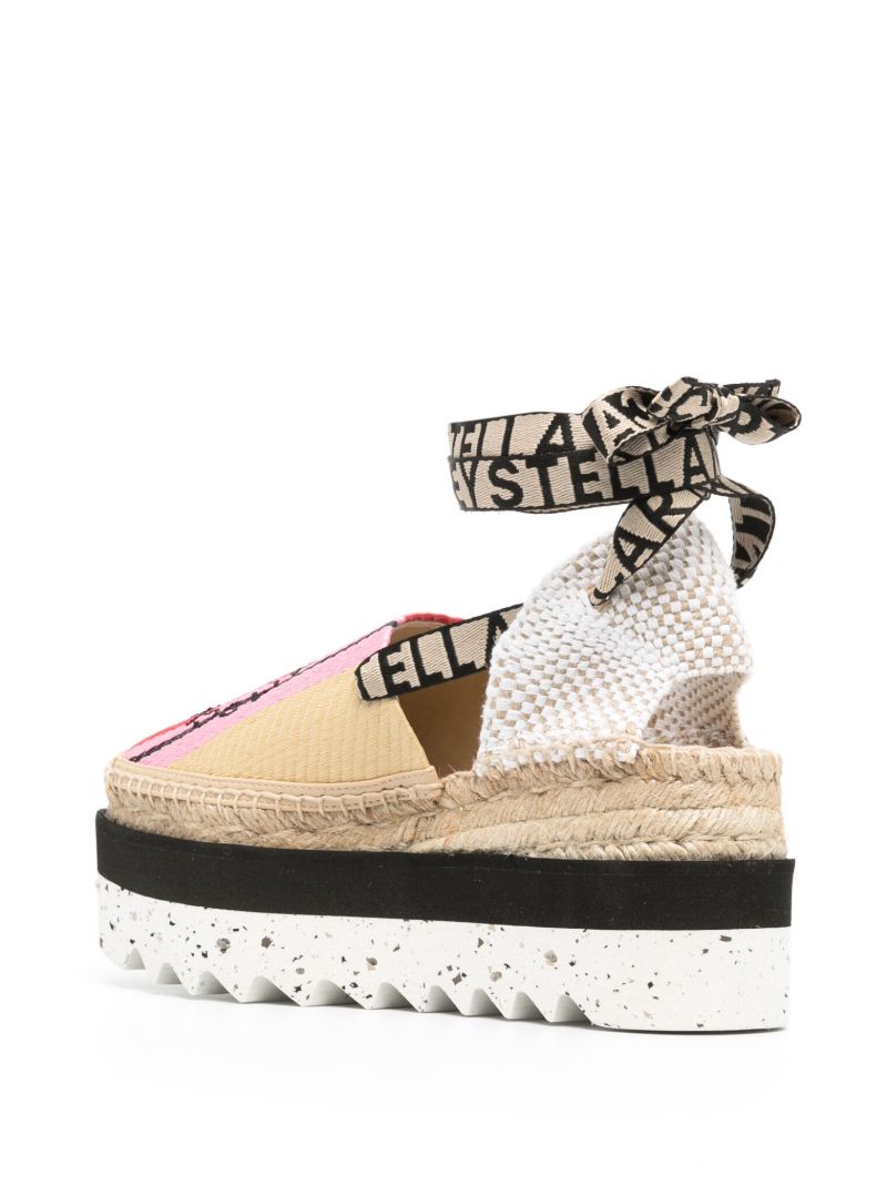 Beige Raffia and Canvas Platform Espadrilles