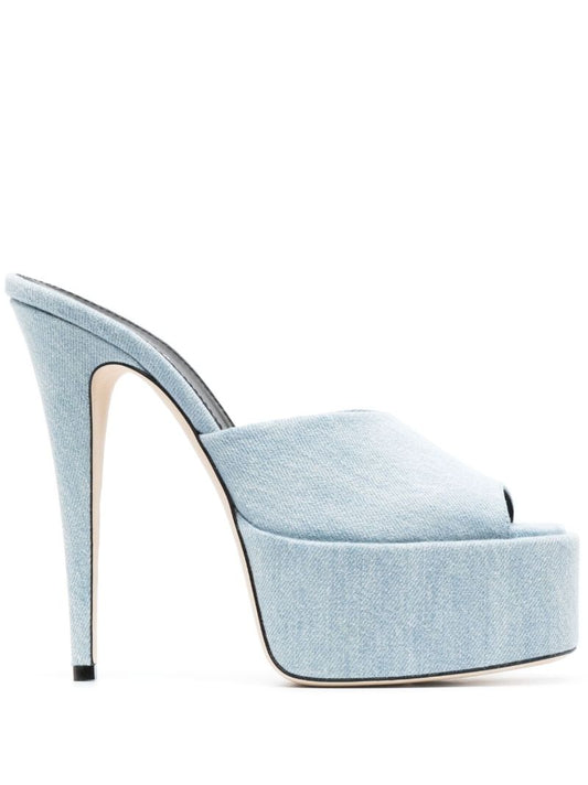 Blue Marina 145 Denim Platform Mules