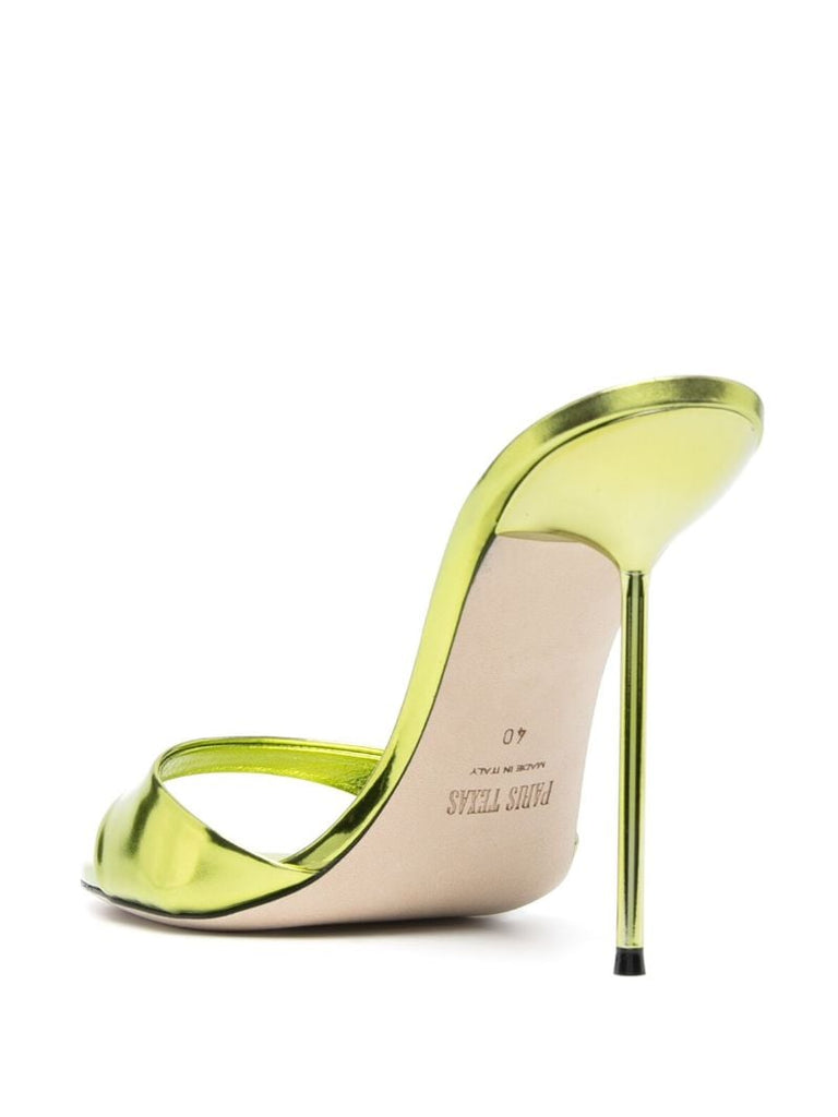 Green Lidia Mirror 105 Leather Mules