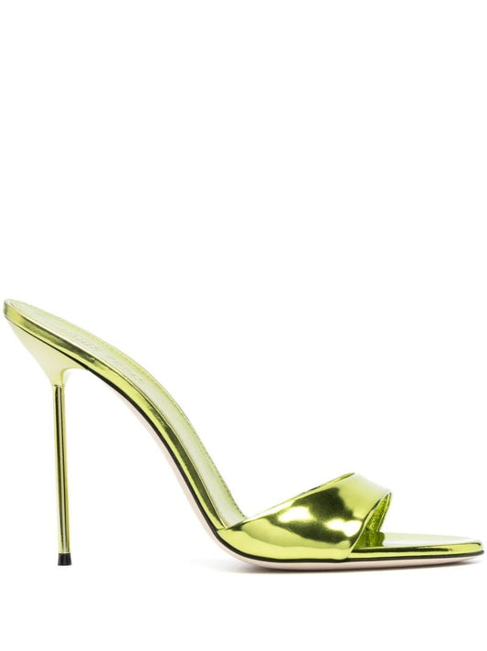 Green Lidia Mirror 105 Leather Mules