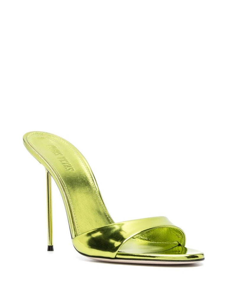 Green Lidia Mirror 105 Leather Mules