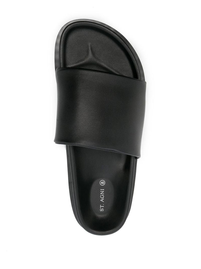 Black Minimal Leather Sandals