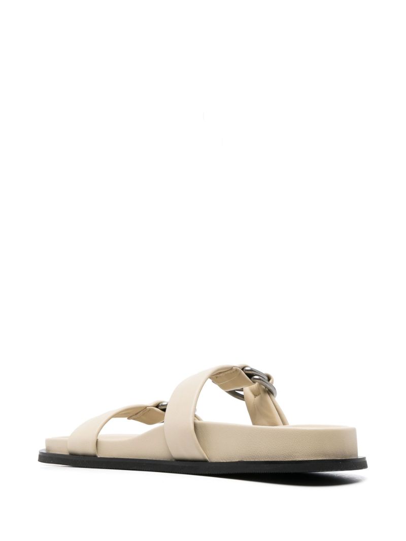 Neutral D-ring Leather Slides