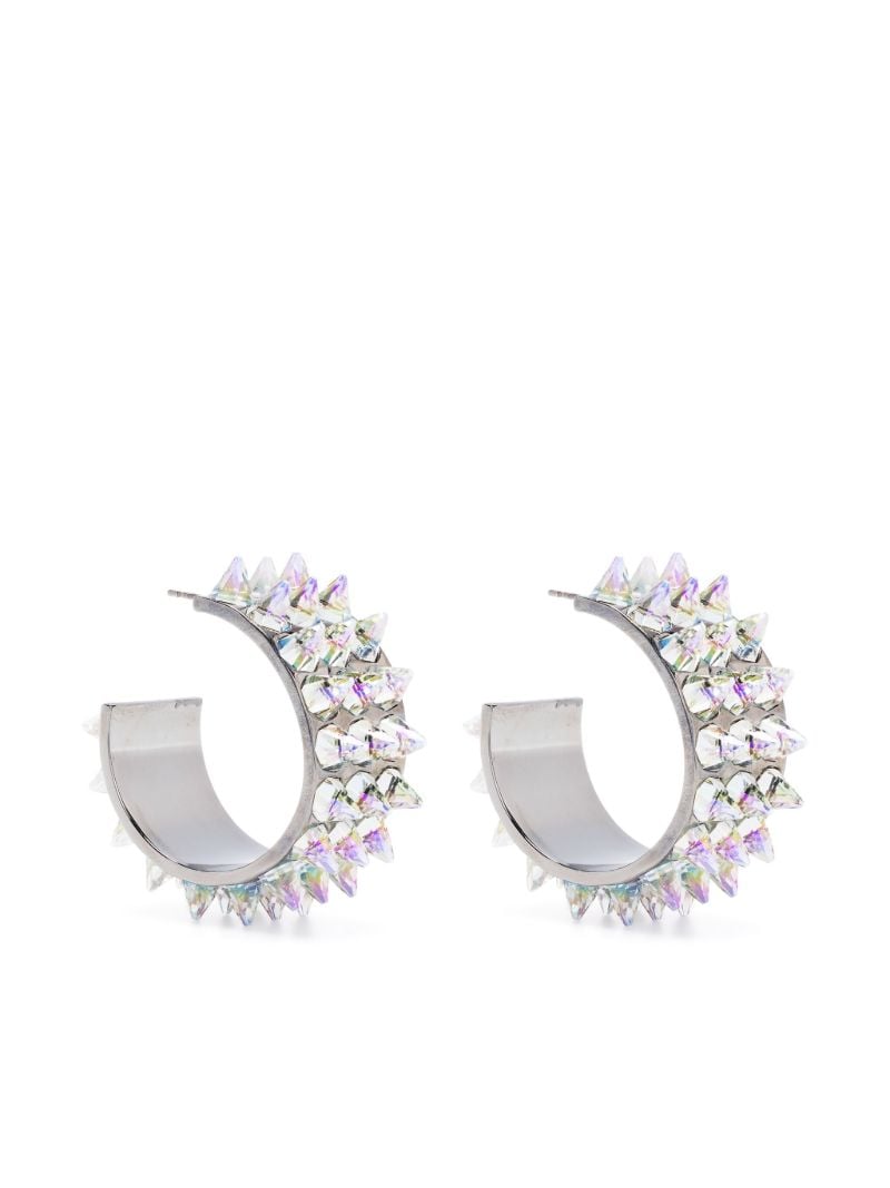 Silver-tone Karma Crystal Hoop Earrings