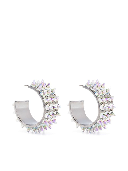 Silver-tone Karma Crystal Hoop Earrings
