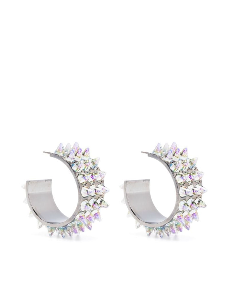 Silver-tone Karma Crystal Hoop Earrings