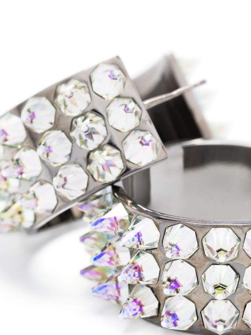 Silver-tone Karma Crystal Hoop Earrings
