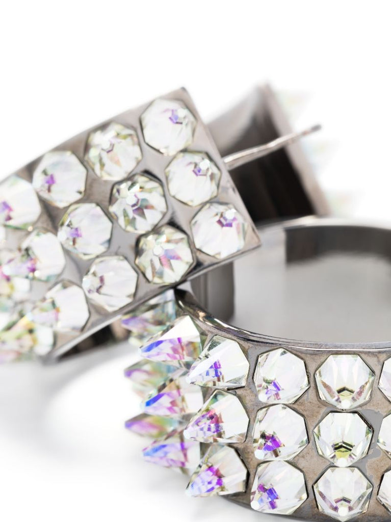 Silver-tone Karma Crystal Hoop Earrings