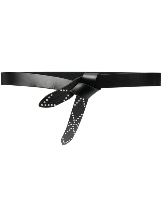 Black Lecce Studded Leather Belt