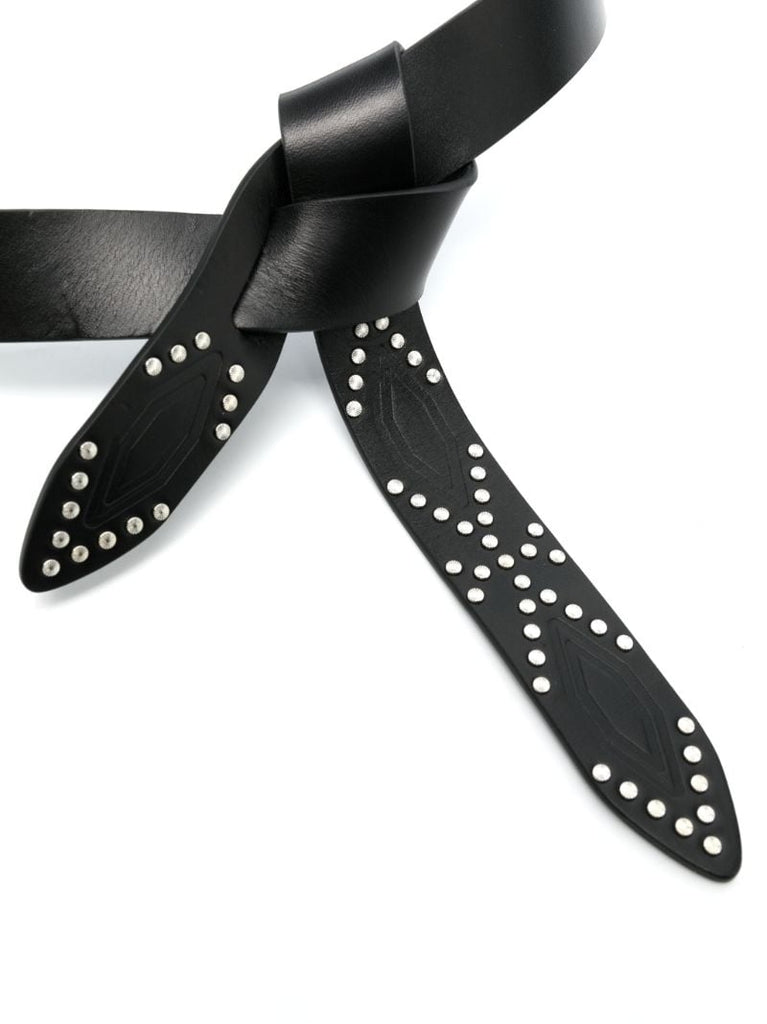 Black Lecce Studded Leather Belt