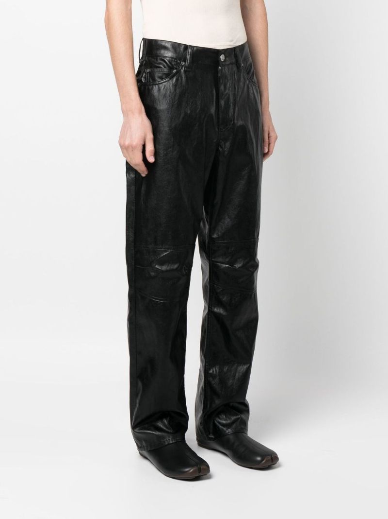 Black Cageian Faux Leather Trousers
