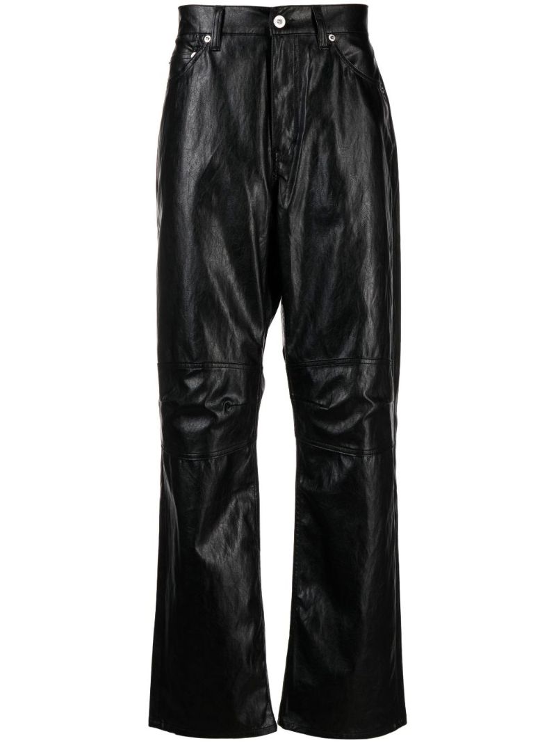 Black Cageian Faux Leather Trousers