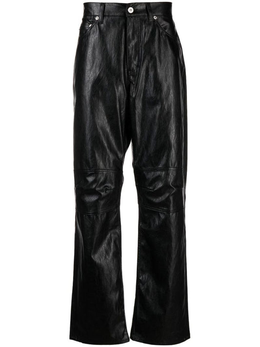 Black Cageian Faux Leather Trousers