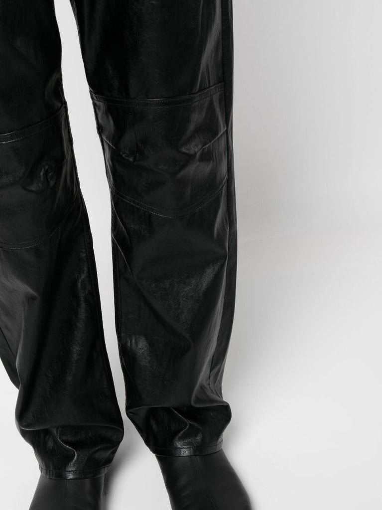 Black Cageian Faux Leather Trousers