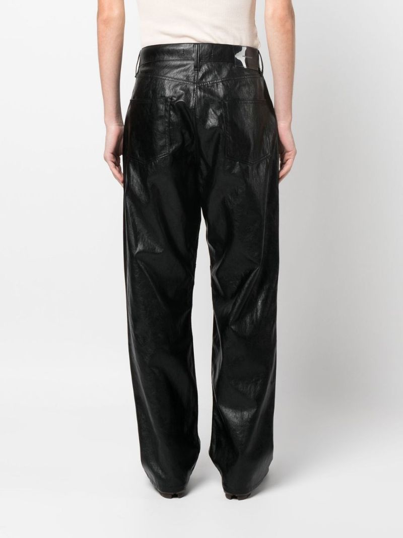Black Cageian Faux Leather Trousers