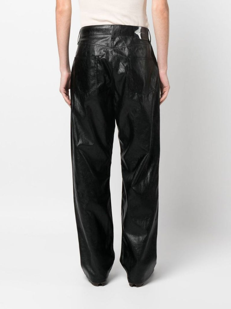 Black Cageian Faux Leather Trousers