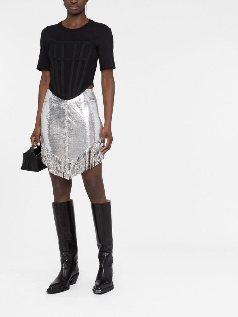 Silver Asymmetric Chain Mail Skirt