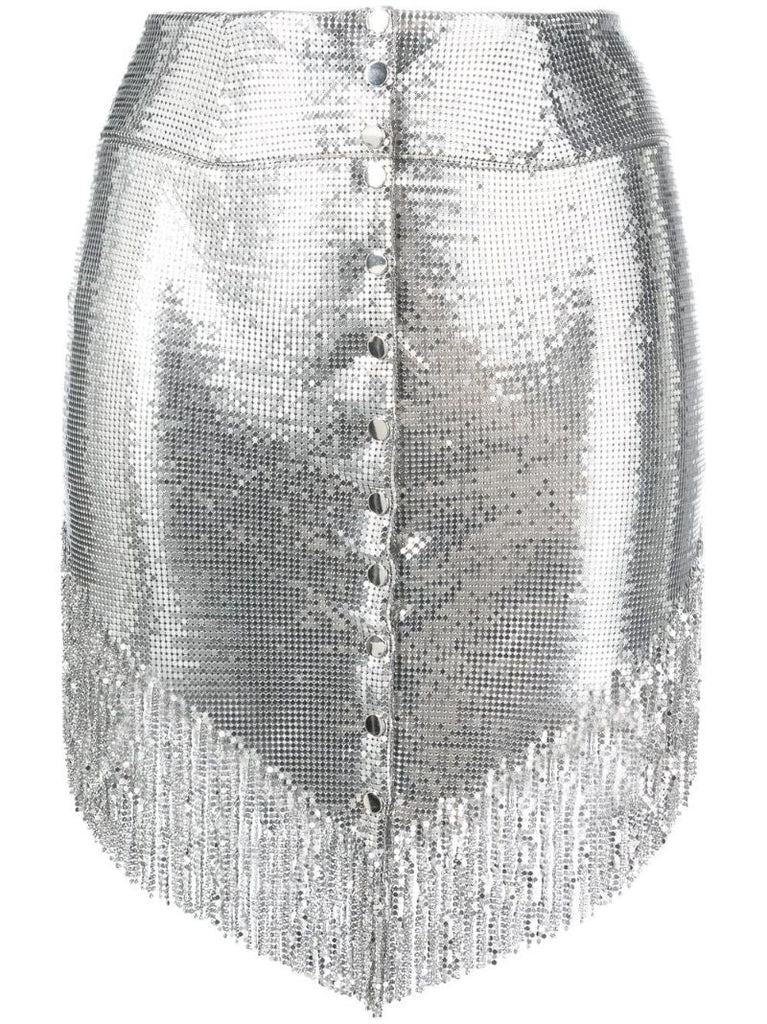 Silver Asymmetric Chain Mail Skirt