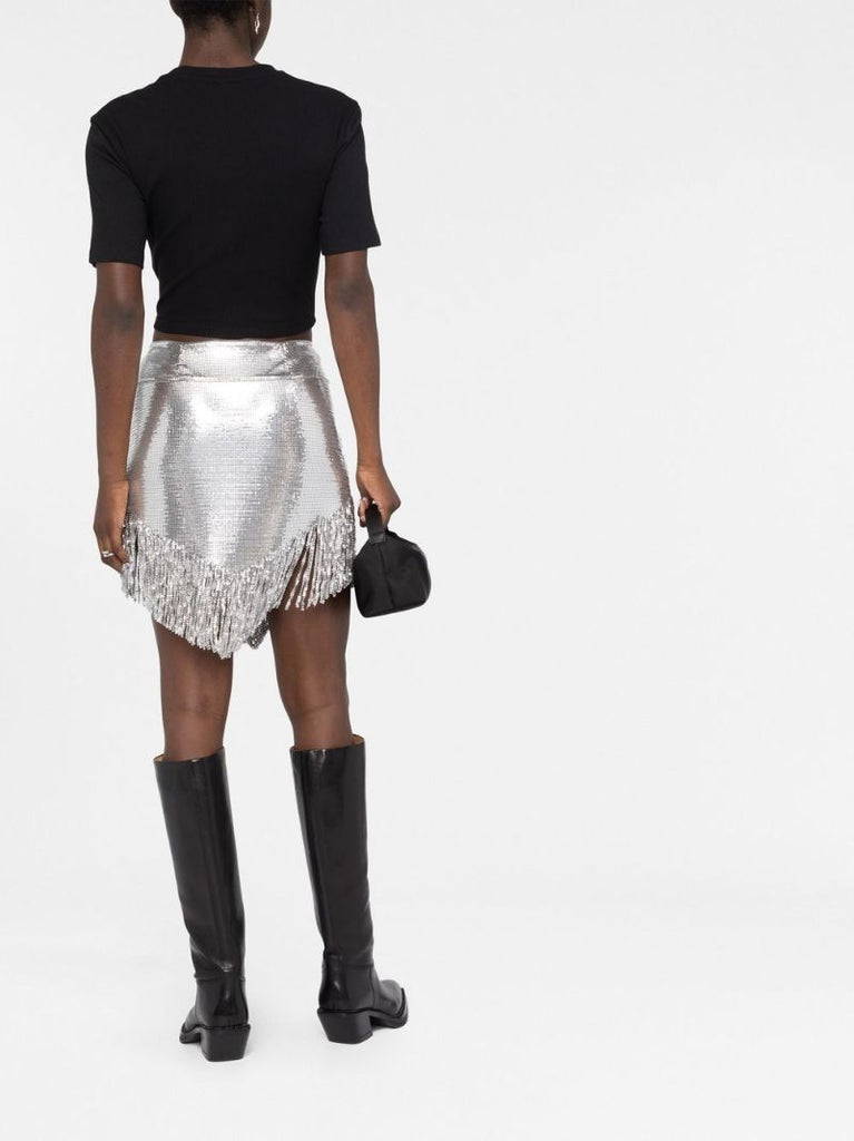 Silver Asymmetric Chain Mail Skirt