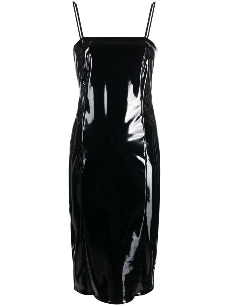 Black High-shine Pencil Dress
