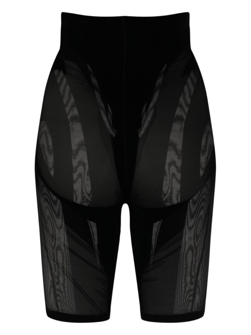 X Mugler Black Flock Shaping Shorts
