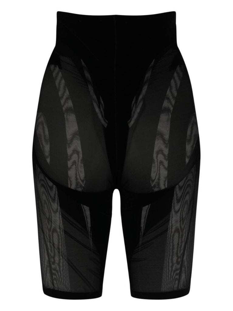X Mugler Black Flock Shaping Shorts