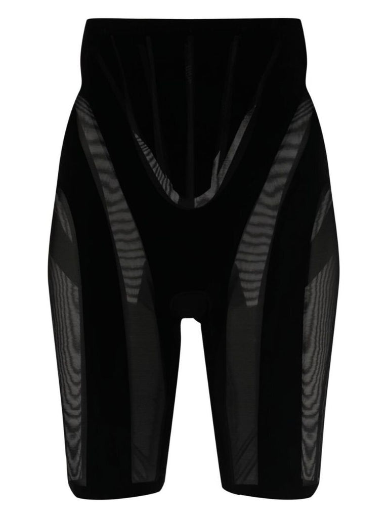 X Mugler Black Flock Shaping Shorts