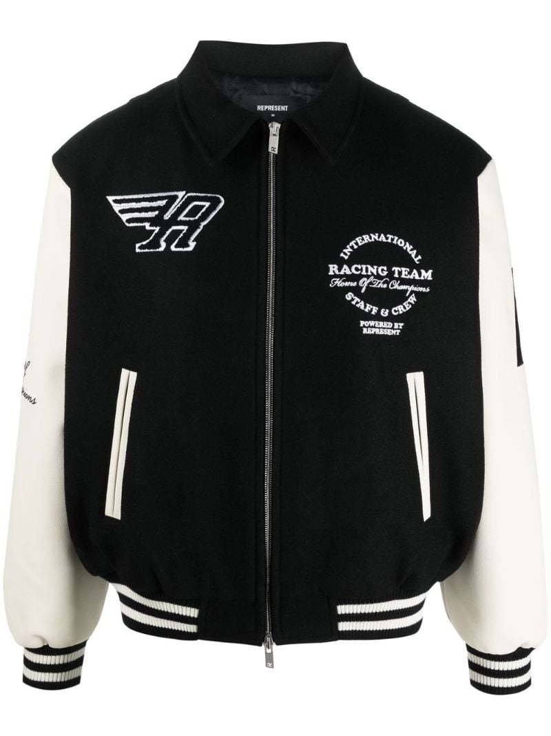 Black Racing Team Varsity Jacket