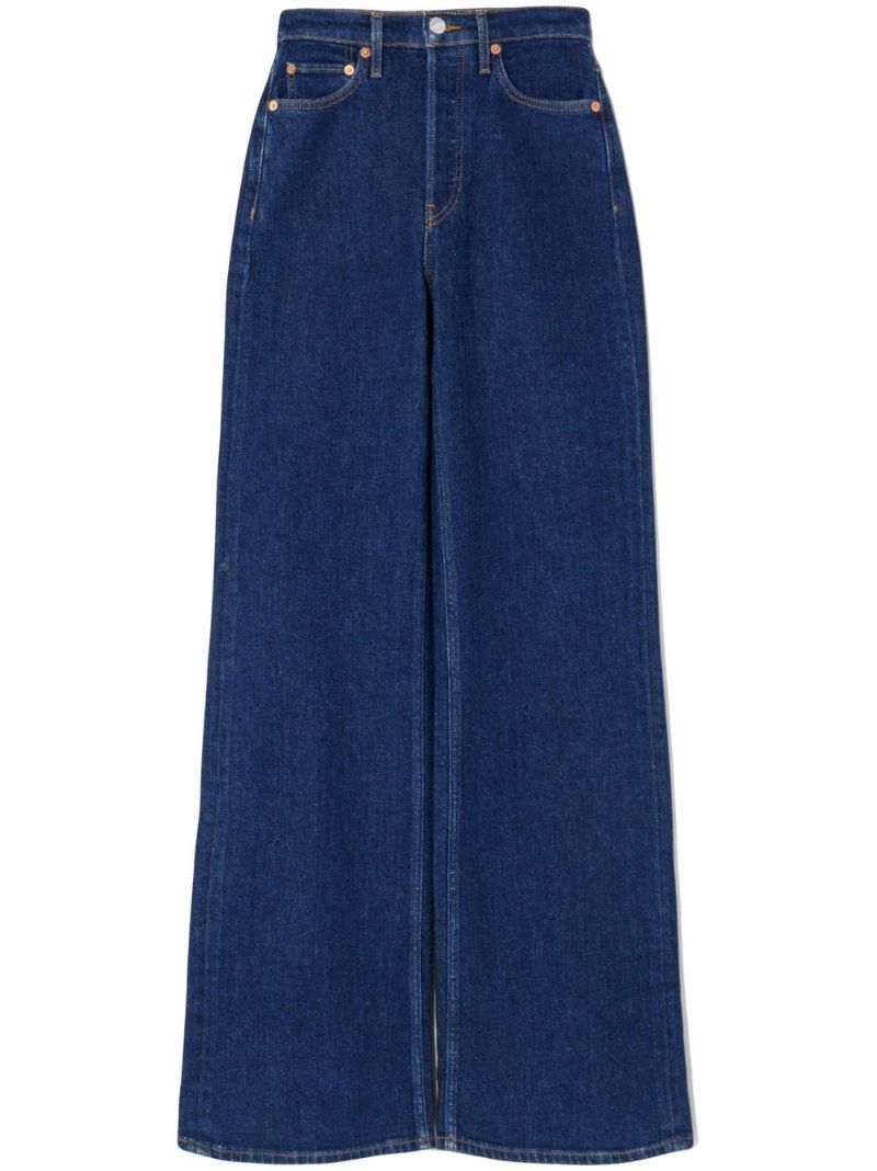 Blue High Waist Wide-leg Jeans