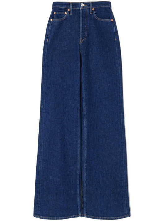 Blue High Waist Wide-leg Jeans