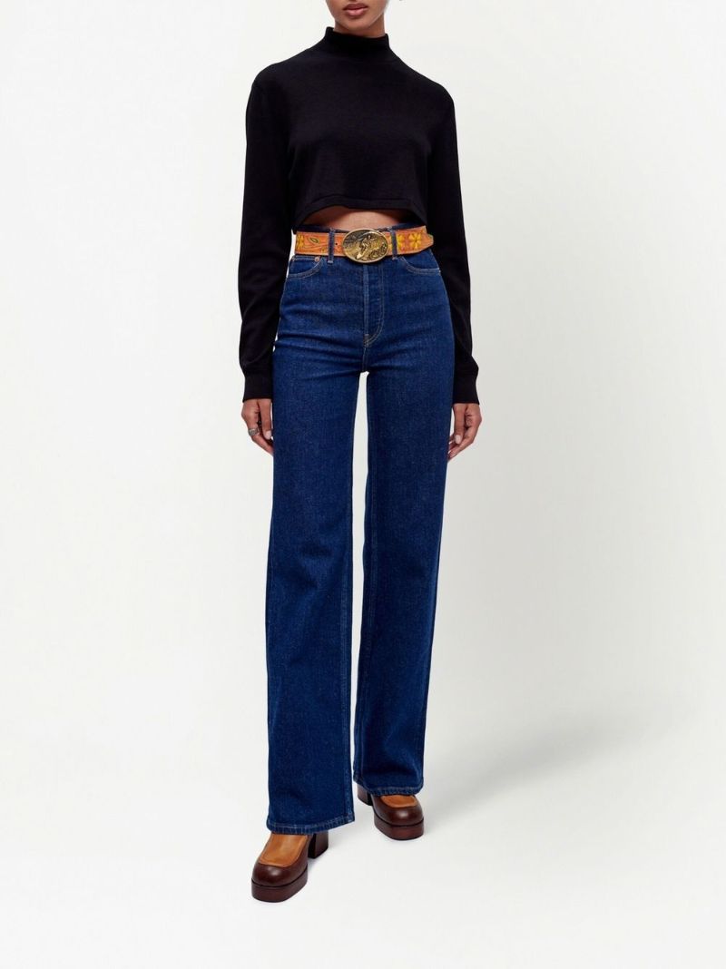 Blue High Waist Wide-leg Jeans