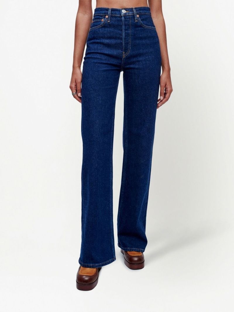 Blue High Waist Wide-leg Jeans
