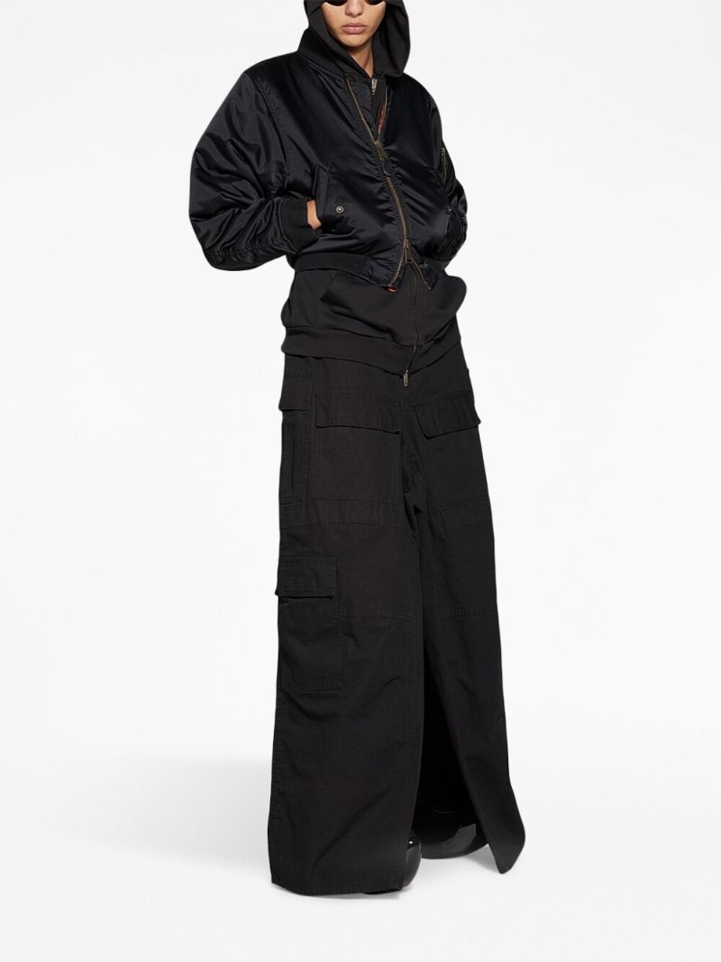 Black Ruched Bomber Jacket