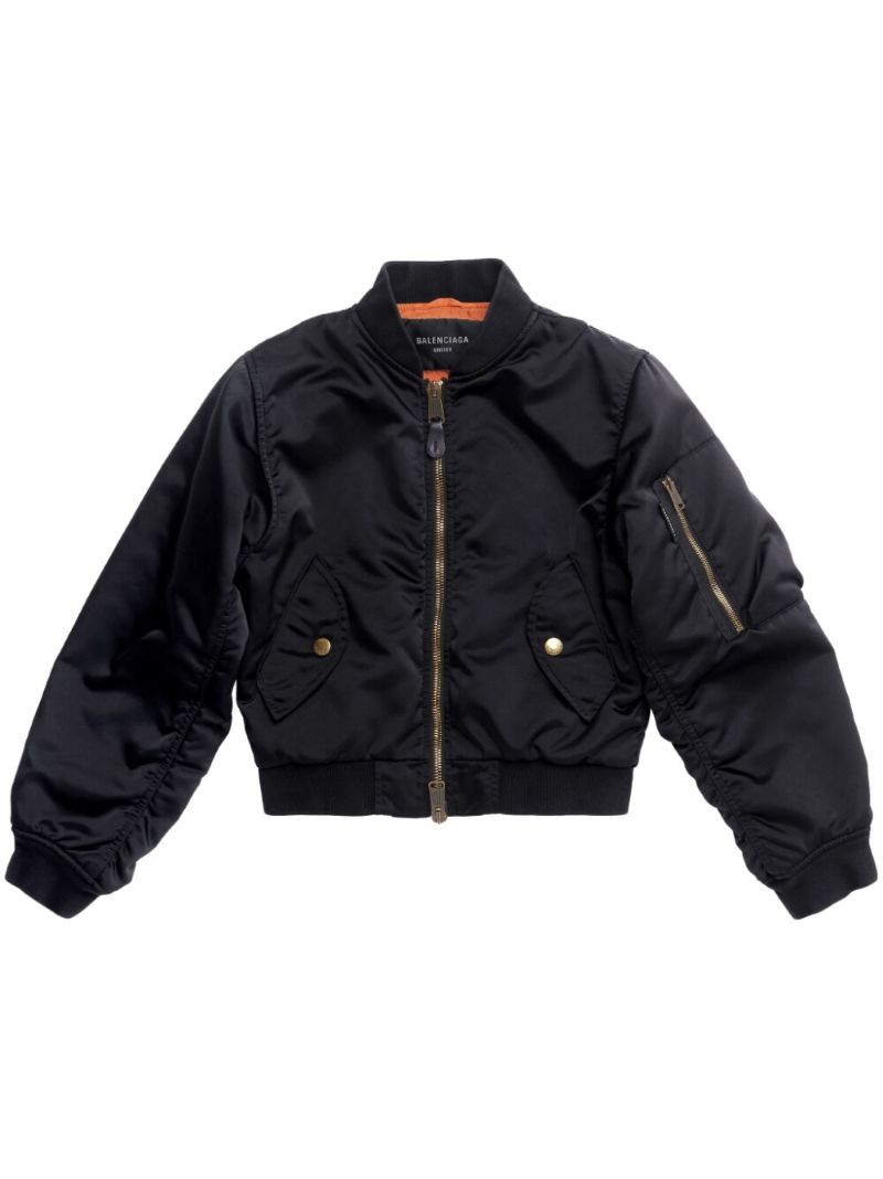 Black Ruched Bomber Jacket