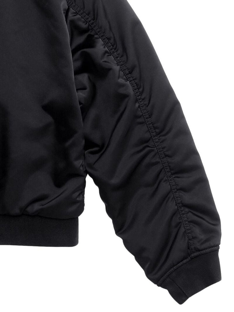 Black Ruched Bomber Jacket