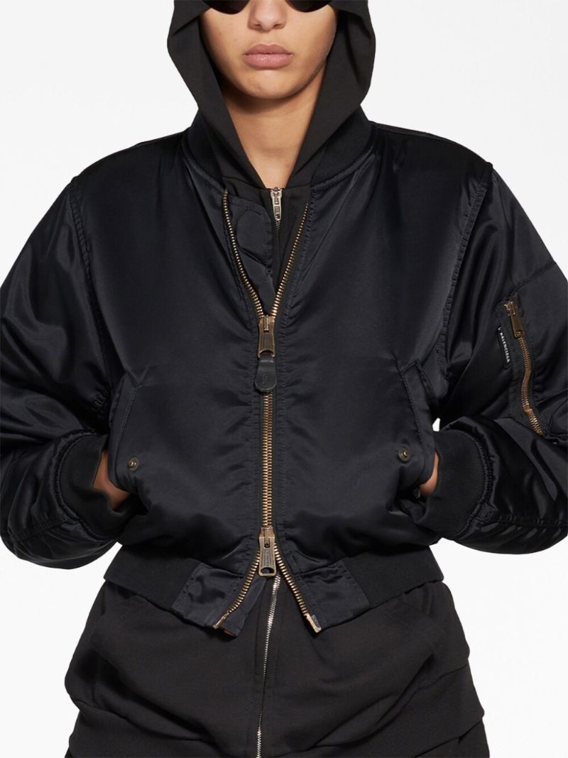 Black Ruched Bomber Jacket