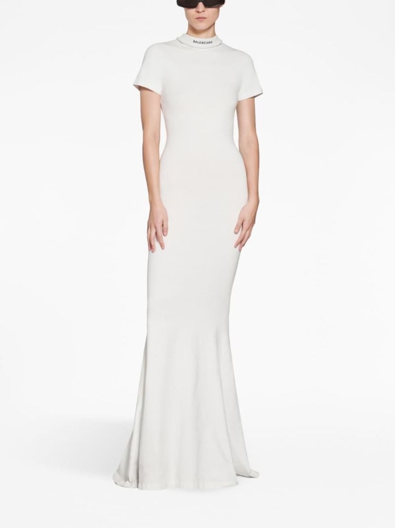 White Logo-embroidered Maxi Dress