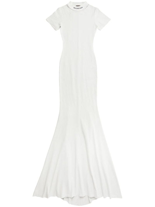 White Logo-embroidered Maxi Dress