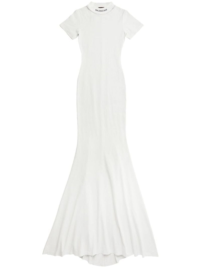 White Logo-embroidered Maxi Dress