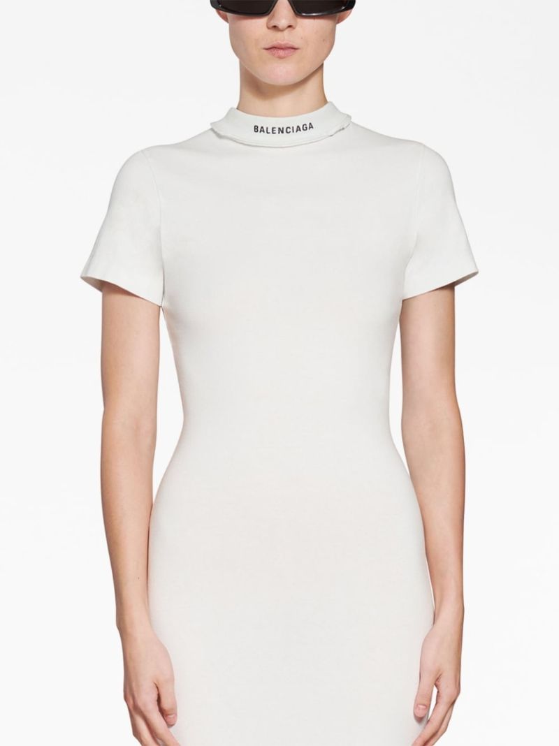 White Logo-embroidered Maxi Dress
