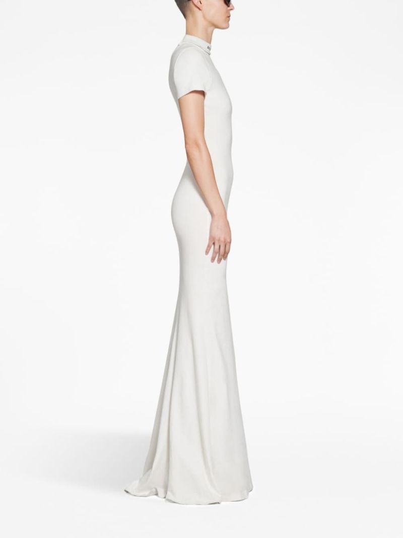 White Logo-embroidered Maxi Dress